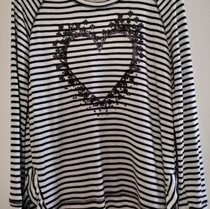 Black and White Striped Long Sleeve Top